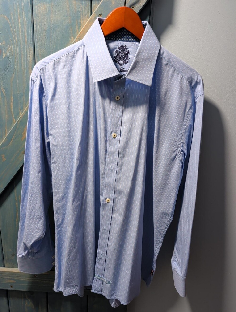 English Laundry Men's Light Blue Pinstripe Dress Shirt